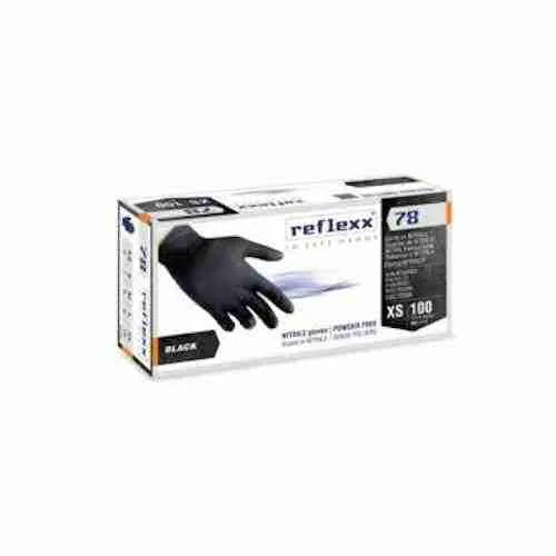 GUANTI REFLEXX N 78 NITRILE NERI – gr. 4,0