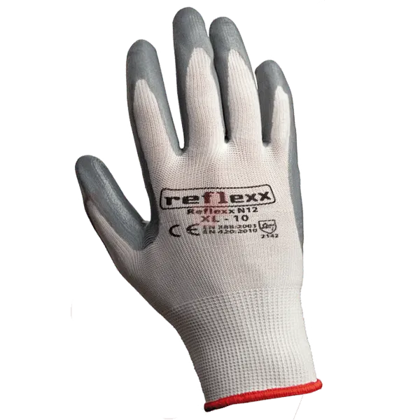 guanti in maglina colore bianco e spalmatura grigia